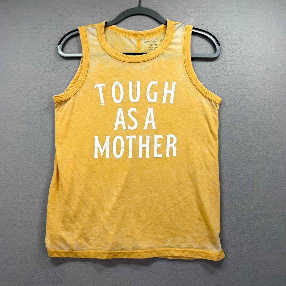 Grayson Threads Tank Top Womens M Yellow Tough as a Mother Graphic Sleeveless